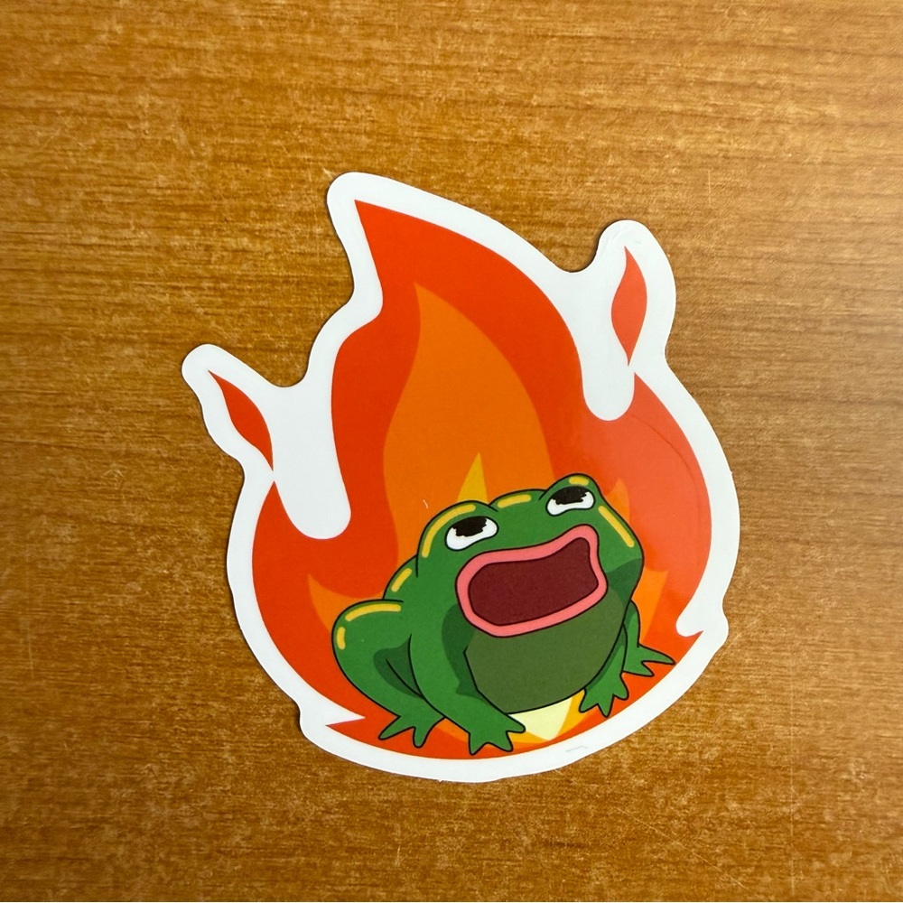 Funny‎ Frog on Fire Sticker